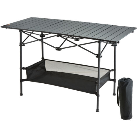 VEVOR Folding Camping Table, Outdoor Portable Side Tables, Lightweight Fold Up Table, Aluminum & Steel Ultra Compact Work Table with Large Storage and Carry Bag, For Beach, Picnic, Travel, 24x16 inch (1/5)