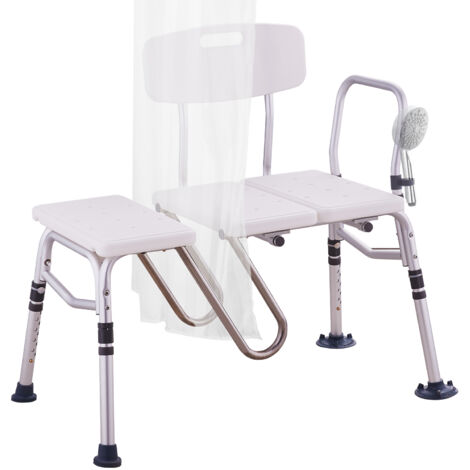 VEVOR Tub Transfer Bench, Adjustable Bathtub Transfer Bench with U-Shaped Curtain Guard Protection & Reversible Backrest, Non-Slip Shower Seat Bath Bench for Elderly Disabled Injured, 400LBS Capacity (1/5)