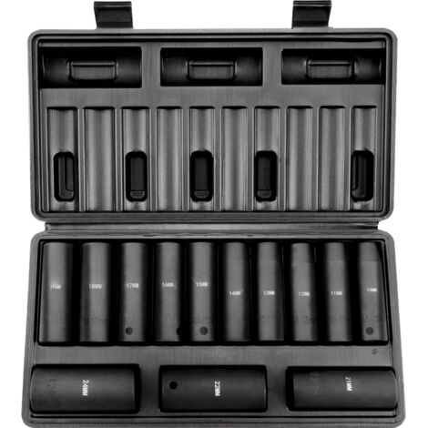 VEVOR 1/2" Drive Impact Socket Set, 13 Piece Deep Socket Set Metric 10-24mm, 6 Point CR-V Alloy Steel for Auto Repair, Easy-to-Read Size Markings, Rugged Construction, Includes Storage Case (1/5)