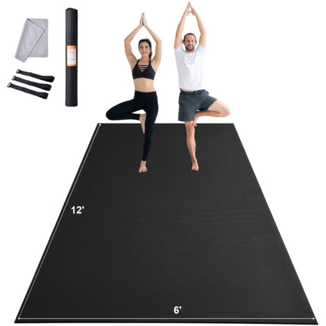 VEVOR Exercise Mat, Non Slip High Density Premium Yoga Mat, Exercise Yoga Mat for Men Women, Fitness & Exercise Mat with Bag & Carry Strap, for All Types of Home Yoga, Pilate & Floor Workout (12x6ft)