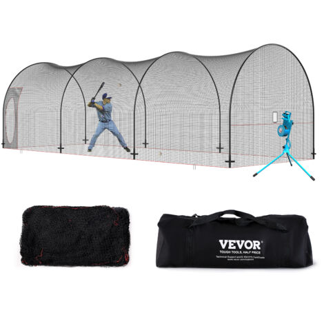 VEVOR Baseball Batting Cage, Softball and Baseball Batting Cage Net and Frame, Practice Portable Cage Net with Carry Bag, Heavy Duty Enclosed Pitching Cage, for Backyard Batting Hitting Training, 33FT