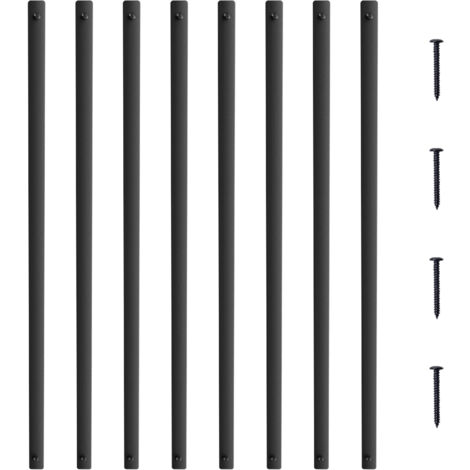 VEVOR Staircase Metal Balusters, 32.28'' x 1'' Flat Aluminum Alloy Decorative Banister Spindles, 51 Pack Deck Baluster with Screws, Classic Hollow Deck Railing Satin Black Powder Coated for Porch