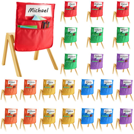 VEVOR Chair Pockets for Classroom, 24 Pack, 14 x 15 Inches Chairback Buddy Pocket with Name Tag, 6 Bright Colors, Back of Chair Organizer for Kids in Classroom, Kindergarten, School, and Home (1/5)