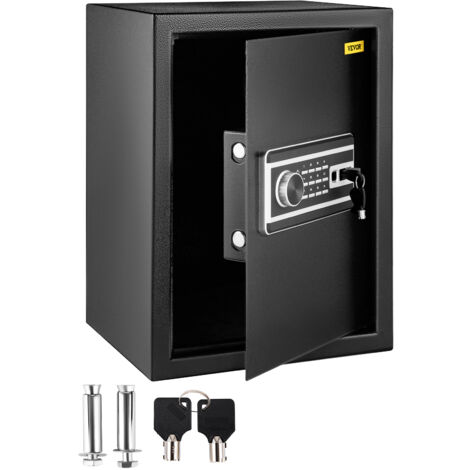 VEVOR Safe Box, 2.1 Cubic Feet Money Safe with Fingerprint Lock and Digital Keypad, Fireproof Home Safes with A Removable Shelf, Wall-Mounted Security Safe for Cash, Watch, Passport, Document, Black