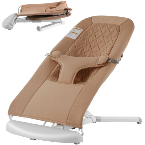 VEVOR Baby Bouncer, Folding Bouncer Seat for Babies 0-9 Months, Newborn Bouncer Chair with 2 Reclining Angles & 3-Point Harness, Portable Infant Rocker with Carrying Bag for Indoors Outdoors, Camel