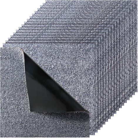 VEVOR Carpet Tiles 18x18 inch, 10 Pack Carpet Square Rug Detachable & Damage-free, Self Adhesive Home Floor Soft Plush Padded for 22.5sq.ft Coverage, Easy DIY for Living Room & Bedroom, Gray