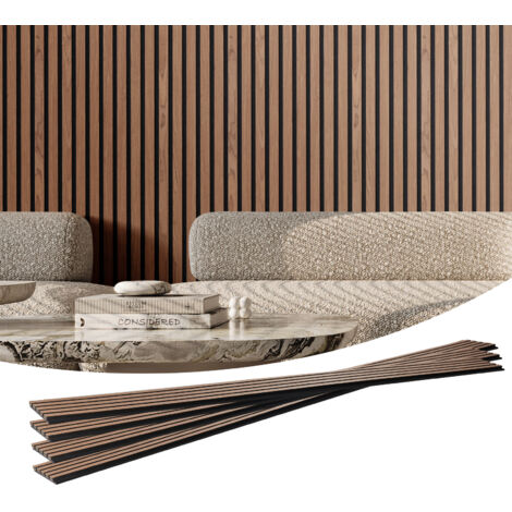 VEVOR Wood Slat Acoustic Panels, 7.9 x 94.5 inch, MDF Accent Wooden Wall Panels for Modern Interior Wall, Faux Wood Wall Board Panels for Stylish Decor and Noise Reduction, Walnut