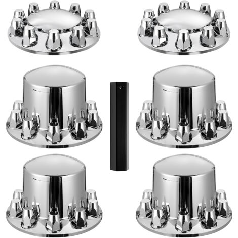 VEVOR Rear Front Axle Wheel Covers, Dome Axle Cover for Semi Truck, ABS Rust-Resistant Lug Nut Covers, Universal Fit, Installation Tool Included, 2 Front and 4 Rear Axle Hub Covers Combo Kit