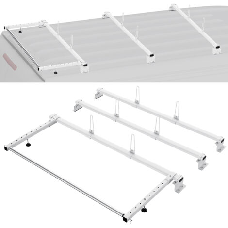 VEVOR Trailer Ladder Rack, 56" 3 Crossbars Ladder Roof Rack, Heavy-duty Steel Van Roof Ladder Rack, 90 kg Capacity Each Bar Van Ladder Rack with Cargo Roller, Fit for Ford Transit Custom 2013-2024