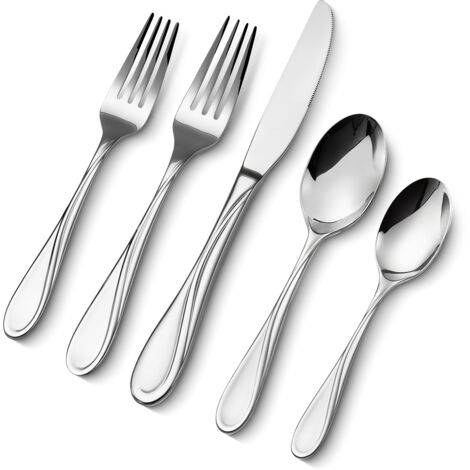 VEVOR 65-Piece Silverware Set, Food-Grade Stainless Steel Flatware Utensils, Mirror Finished Cutlery Set, Dishwasher Safe Eating Tableware for Kitchen Home, Service for 12, Include Knife Fork Spoon