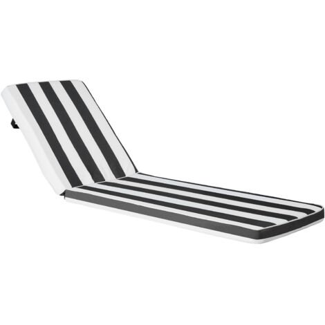 VEVOR Chaise Lounge Cushion, 74 x 22 x 3 in, Set of 2 Outdoor Lounge Chair Cushions, Waterproof & Fade-Resistant Sun Lounger Cushions with Ties, Patio Lounger Pads for Pool Deck, Black & White Stripes