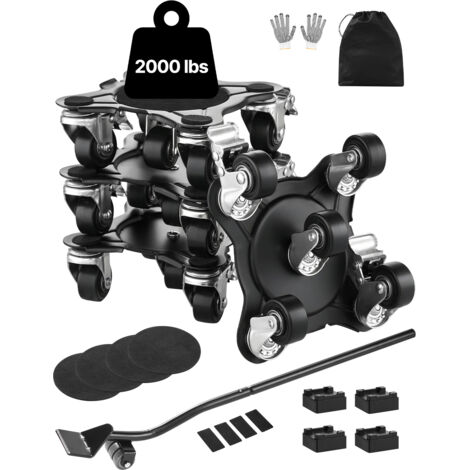 VEVOR Furniture Dolly, Maximum Load 1200 lbs, Heavy Duty Furniture Movers with 5 360° Rotation Wheels, Carbon Steel Panel, Furniture Lift Slider Tool Set for Appliances, Sofa, Fridge, Washing Machine
