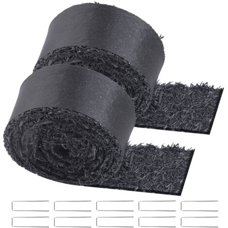 VEVOR Rubber Mulch for Landscaping, 2 Rolls Recycled Rubber Mulch Mat 120 x 4.5 in, Permanent Rubber Pathway, Natural-Looking Black Mulch Garden Edging for Plants, Vegetables & Flower Garden Barrier (1/5)