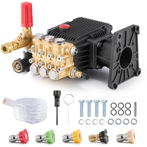 VEVOR Pressure Washer Pump, 1" Shaft Horizontal Triplex Plunger, 4400 PSI, 4.4GPM, Replacement Power Washer Pumps Kit with 5 Nozzles, Compatible with Simpson MorFlex 40224, 40225, 40226, Santoprene