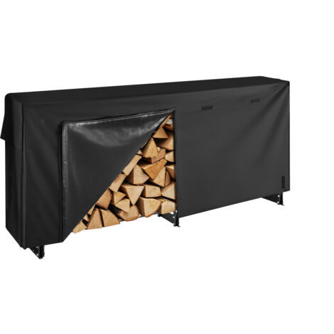 VEVOR Firewood Rack with Waterproof Cover, 8 ft Outdoor Firewood Holder, 1/2 Cord Storage Metal Log Holder, 660lb Max Weight Capacity, Top Covered, Powder-Coated Wood Storage Rack for Fireplace Deck (1/5)