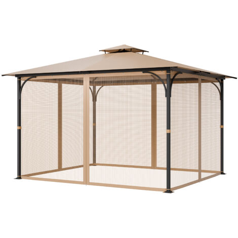 VEVOR Gazebo Netting Replacement, Fit Most 10 x 12 x 7 FT Gazebo Curtain, Outdoor Garden Net, 4-Panel Sidewall Mesh Net, Patio Midge Netting with Double Zipper, Canopy Screen (Netting Only) (1/5)