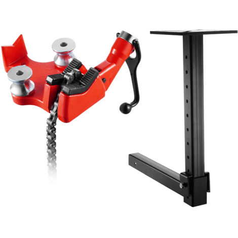 VEVOR Heavy-Duty Pipe Chain Vise, 1/8" - 5" Pipe Capacity, 26" Rugged Chain & Cast Iron Base, Hitch Mount Vise Plate Holder With Adjustable Height - Fits 2 inch x 2 inch Receiver
