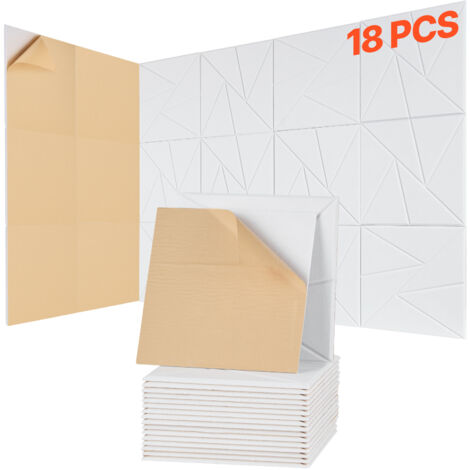 VEVOR 18 Pack Acoustic Panels with Self Adhesive, 11.8 x 11.8 x 0.4 inch Sound Proof Foam Panels, Polyester Fiber Soundproof Wall Panels High Density, for Home, Studio, Office, Theater, White