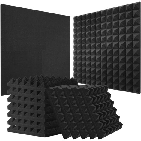 VEVOR Acoustic Foam Panels, 24 Pack 12 x 12 x 2 inches, Pyramid Soundproof Wall Panels,Acoustic Panels,Sound Dampening Absorbing Panels for Studio Wall and Ceiling,Black