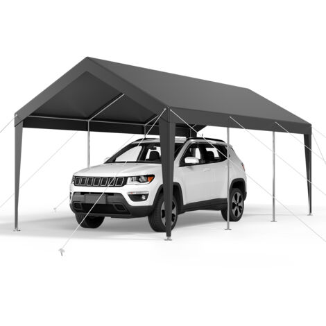 VEVOR Carport, 10 x 20 FT Outdoor Car Canopy, Potable Carport, Heavy Duty Galvanized Car Shelter, UV-Resistant & Water-Resistant, All-Season Protection, Storage Shed for Car Boat Motorcycle Grey