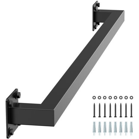 VEVOR Wall Mounted Stair Handrail, 1215mm Black Iron Staircase Handrail Indoor, 113kg Load Capacity, Industrial Railing Hand Rail for Steps,  Square Tube for Loft Porch Deck, 2 Sections