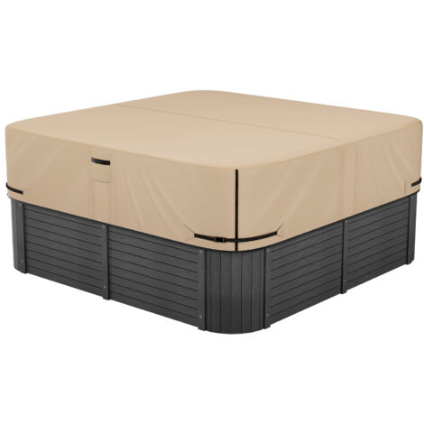 VEVOR Outdoor Hot Tub Cover, 95x95x20in/2413x2413x508mm Weatherproof & Waterproof Hot Tub Cover Protector, 600D Heavy Duty Oxford Fabric and 950N Tearing Strength, Square Spa Covers for Hottub, Brown