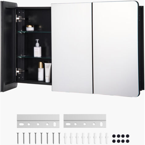 VEVOR Medicine Cabinet, 25.5 x 40 inch, Medicine Cabinet for Bathroom with Mirror,  Aluminum Frame Bathroom Wall Cabinet, 4-layer Adjustable Shelves, Recessed & Wall-mounted Installation