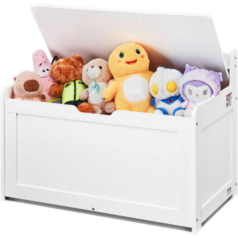 VEVOR Wooden Toy Chest for Kids, Toddler Toy Storage Box with Flip-Top Lid and Safety Hinge, 32.68 x 17.91 x 24.02" Large Kids Storage Bench for Playroom, Bedroom, Living Room or Entryway, White (1/5)