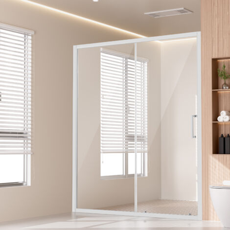 VEVOR Semi-frameless Shower Door, 57.7-59" W x 70" H, Shower Sliding Glass Door with 1/4"(6mm) Clear Tempered Glass, Waterproof Shatterproof NANO Stain-Resistant with Stainless Steel Hardware, Chrome (1/5)