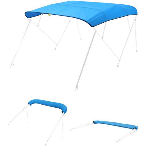 VEVOR 4 Bow Boat Bimini Tops, 600D Polyester Canopy, Waterproof & Sun Protection Boat Awning Canopy with Storage Bag, Bimini Top Replacement, 96"Lx(91"-96")W, Pacific Blue (Support Frame Not Included) (1/5)