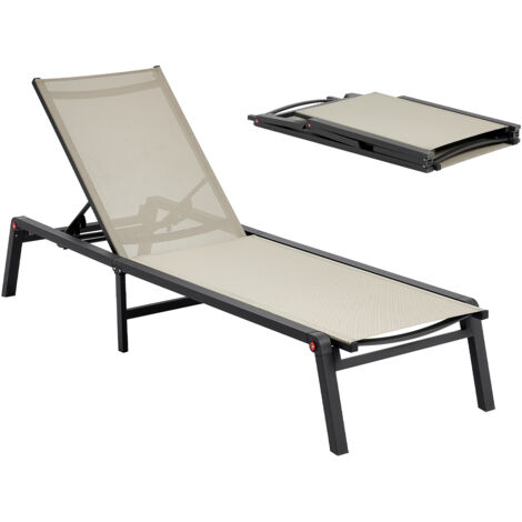 VEVOR Outdoor Chaise Lounge Chair, 400 lbs Weight Capacity, Foldable Sun Tanning Chair, 5 Adjustable Positions, Easy Assembly, Heavy Duty Aluminum Pool Recliner Lounge Chairs, for Beach Yard Patio