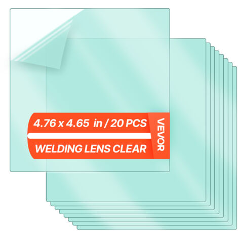 VEVOR Welding Helmet Outer Cover Lens, 20PCS 4.76" x 4.65" Outside Replacement Lens, Filter Protective Clear Covers Compatible with VEVOR CRIUS/METIS Series Auto Darkening Welding Helmets