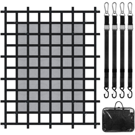 VEVOR Cargo Net, 72 in x 57 in, Heavy Duty Truck Cargo Net for Truck Bed, 4 Adjustable Straps with Carabiners & S-Hooks, Wear-resistant & Weather-proof, Suitable for Pickup, Truck, Jeep, SUV, Boat