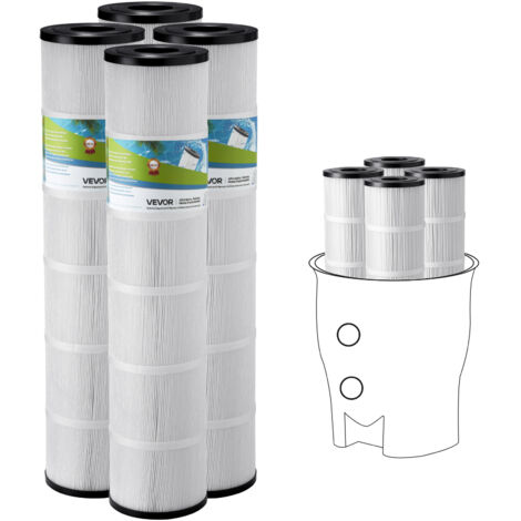 VEVOR Pool Filter Cartridge, 4x 130 Sq. Ft, Spa Hot Tub Filter Cartridge Replacement, Compatible with Pentair CCP520, R173578,  PCC130, Secure for Kids & Pet, Trilobal Pleated,  Easy to Clean