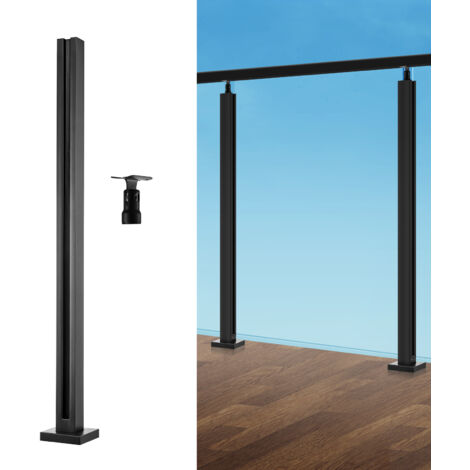 VEVOR Glass Clamp, 35.83" Height Glass Railing Bracket for 0.39 "-0.47 " Thickness Tempered Glass, 304 Stainless Steel Glass Mounting Clamp, Glass Shelf Bracket for Balcony, Garden, Deck, Stair, Black
