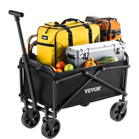 VEVOR Collapsible Wagon Carts, 80L & 200LBS Folding Wagons with All-Terrain Wheels, Heavy Duty Outdoor Utility Cart with Adjustable Handle, Portable Camping Cart for Beach Grocery Garden