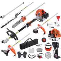 VEVOR 43CC 6-in-1 Multi-Functional Trimming Tools, Gas Hedge Trimmer, Weed Eater, String Trimmer, Brush Cutter, Edger, Pole Saw Chainsaw Pruner with Extension Pole