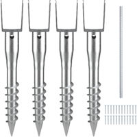 VEVOR No Dig Ground Anchor, 4 Pack 3.94 x 2.76 x 27.56 in DIY Screw in Post Stake, Includes 6 Lag Bolts & a Rebar, U-Shape Heavy Duty Steel Post Holder, Great for Mailbox Posts and Fence Posts