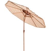 VEVOR Tiki Umbrella, 9 ft Thatched Patio Umbrella with Tilt, 2-Tier Hawaiian Style Beach Parasol with PP Thatch and 8 Metal Ribs, Grass Pool Umbrellas for Beach, Patio, Poolside, Backyard & Garden