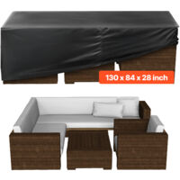 VEVOR Patio Furniture Cover, 420D Heavy Duty Waterproof Outdoor Dining Table and Chairs Cover, Large Rectangular Patio Table Covers with Air Vent for All Weather, 130L x 84W x 28H inch, Black
