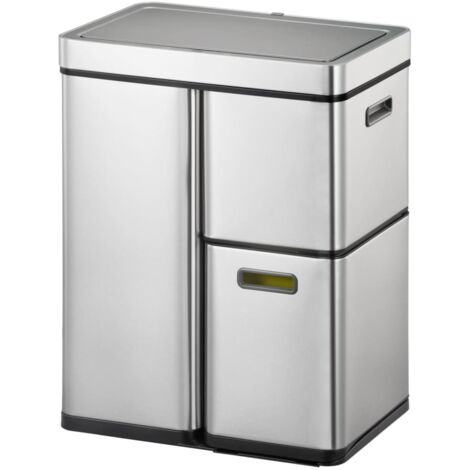 EKO - Poubelle à capteur tri sélectif Mirage Plus 30+15+15 litres - Stainless steel Plastic - inox mat