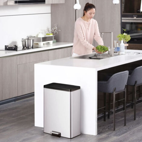 Poubelle à pédale Essential 2x20 L Argenté mat EKO