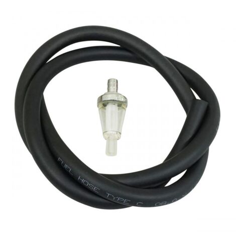 schwarzer Schlauch Ø8x12mm x 1m + konischer Benzinfilter für Hahn (1/2)