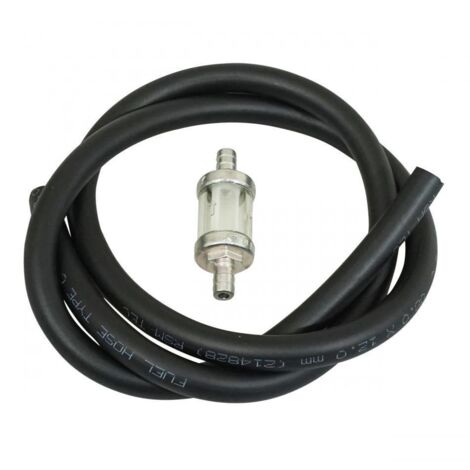 schwarzer Schlauch Ø8x12mm x 1m + konischer Benzinfilter für Hahn (1/2)