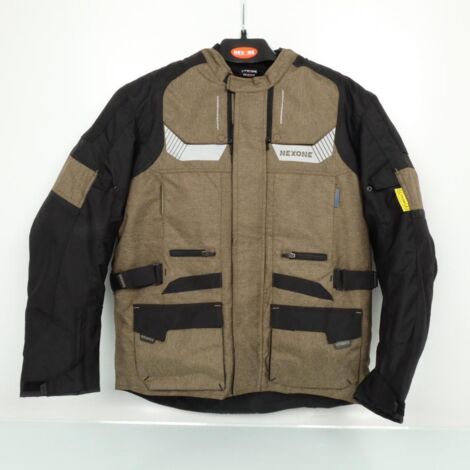 Motorradjacke nexone touring adventure kaki schwarz für Männer