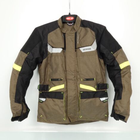 Motorradjacke nexone touring adventure kaki schwarz neongelb für