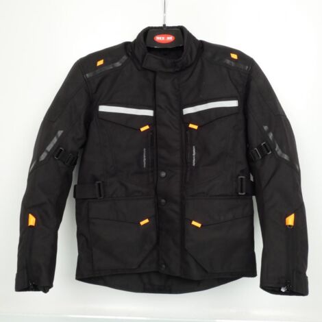 Blouson moto nexone touring adventure noir orange fluo pour homme