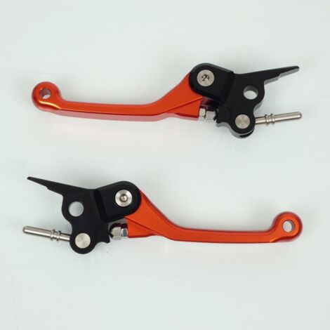 klappbarer brems- und kupplungshebel alu orange / schwarz für