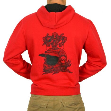 Herren Hoodie für Motorradfahrer L'entourloop Tree of Life Rot
