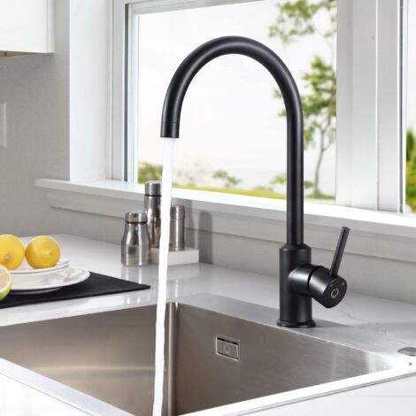 Robinet de cuisine en acier inoxydable brossé avec pivot à 360° et haute pression (1/5)